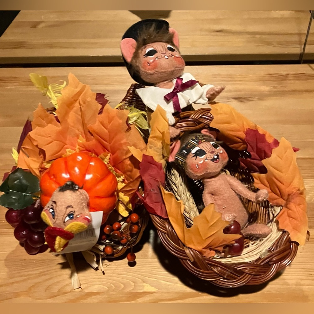 EUC w/Tags Annalee Cornucopia Bundle #351110 Turkey Cornucopia & #351408 2 Mice